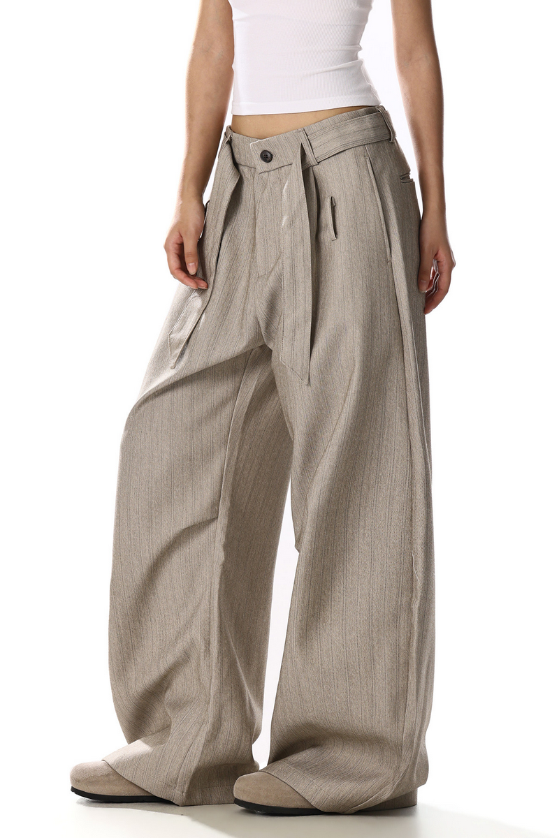 Belted Stripe Wide Pants
