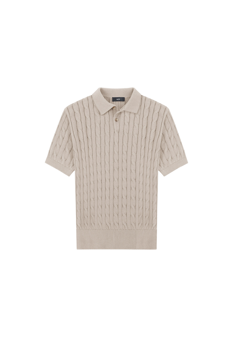 Cable Knit Polo Shirt