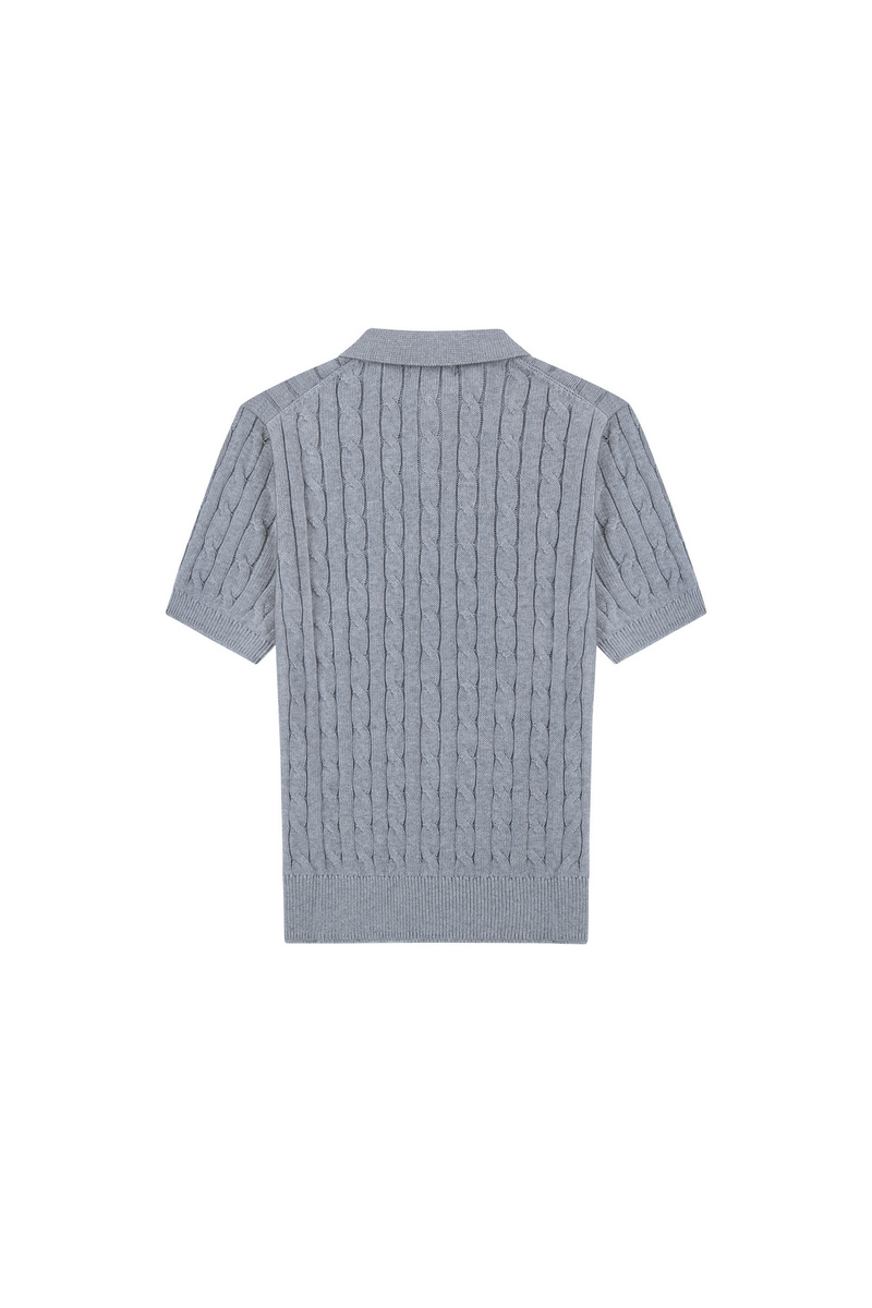 Cable Knit Polo Shirt