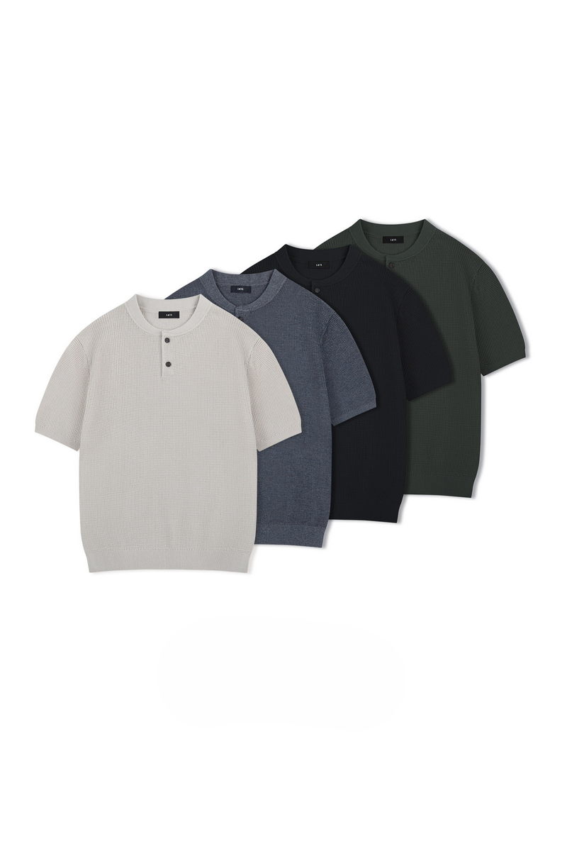 Waffle Knit Henley T-Shirt
