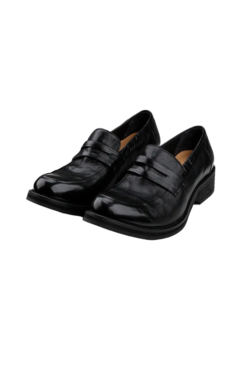 Pointed Leather Loafer Shoes