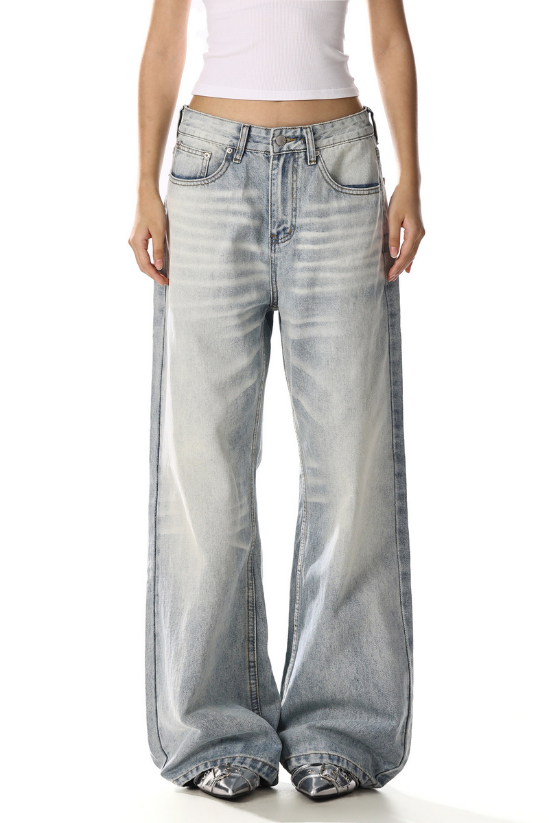 Whisker Straight Wide Jeans