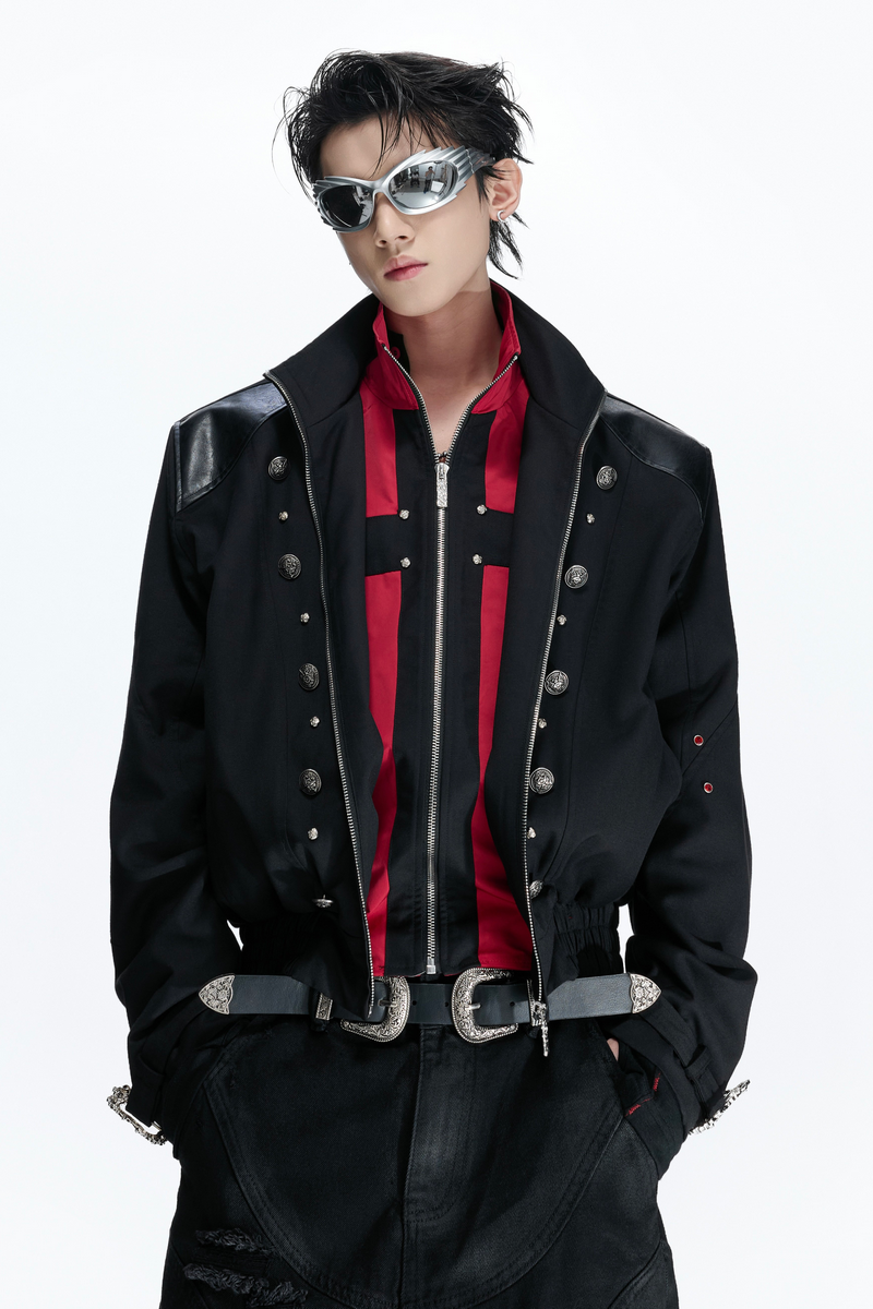 Cross Panel Layered Jacket