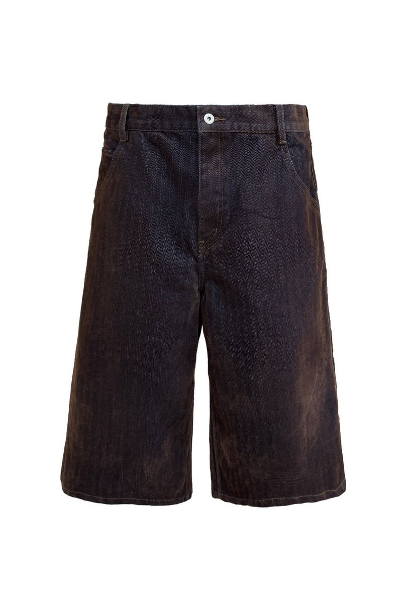 Distressed Herringbone Corduroy Capris