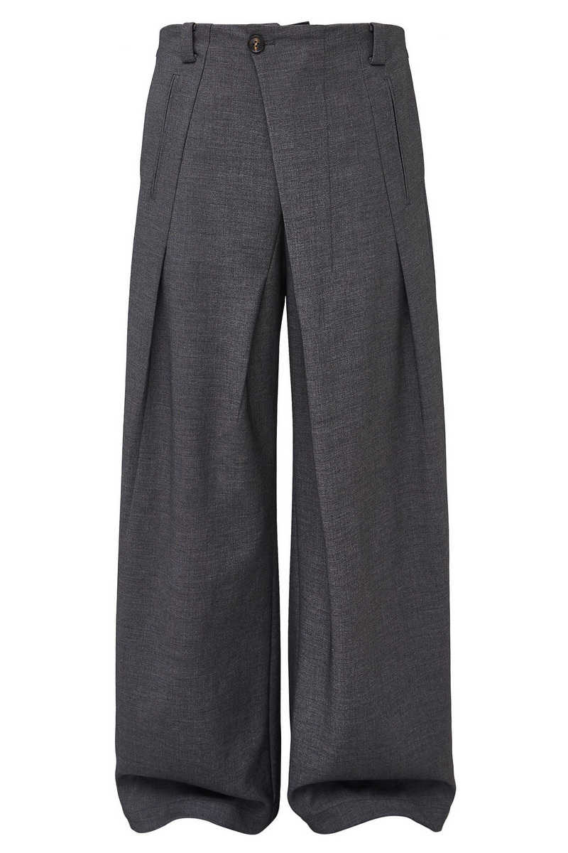 Layered Pleated Wide Pants