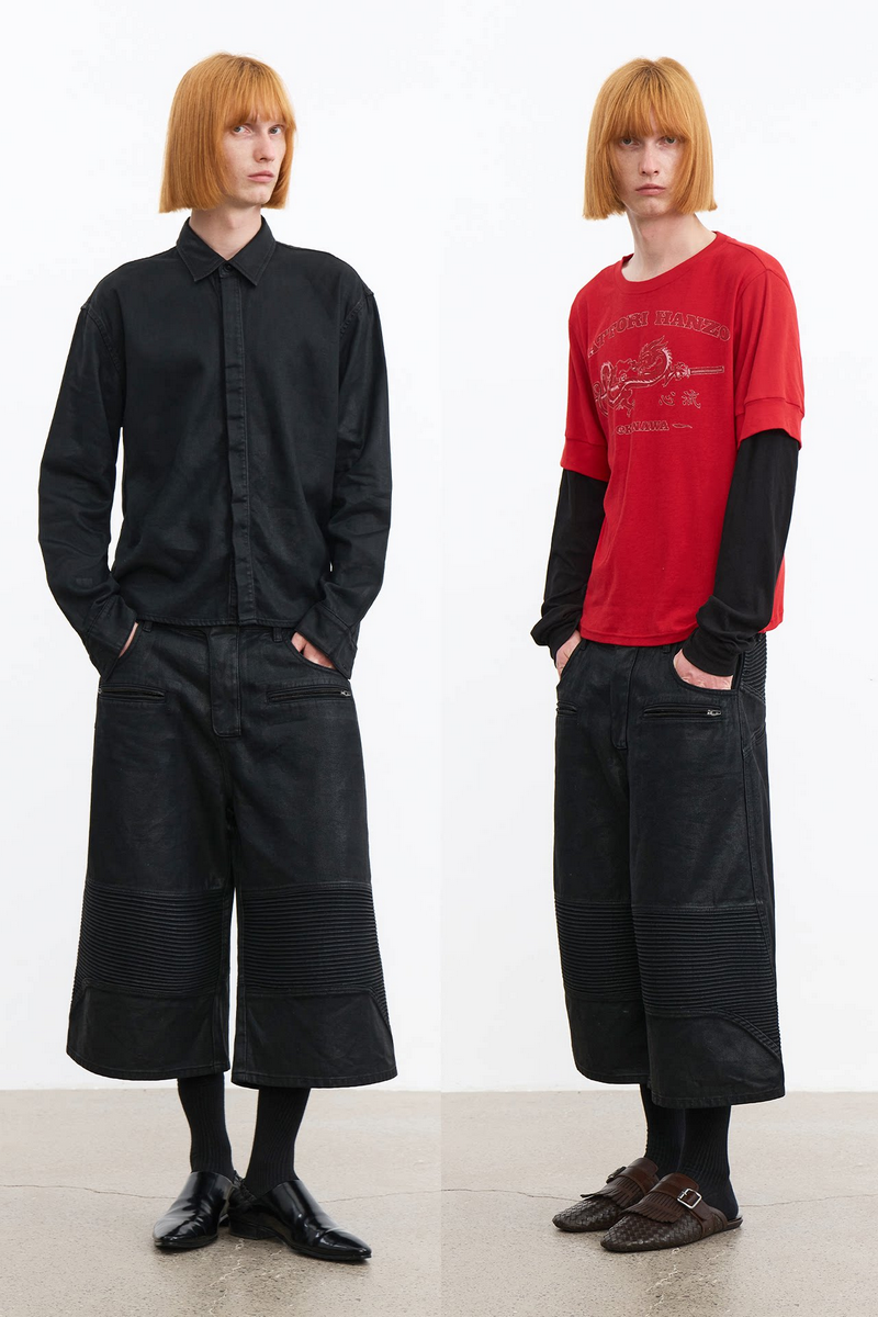 Waxed Biker Capri Jeans