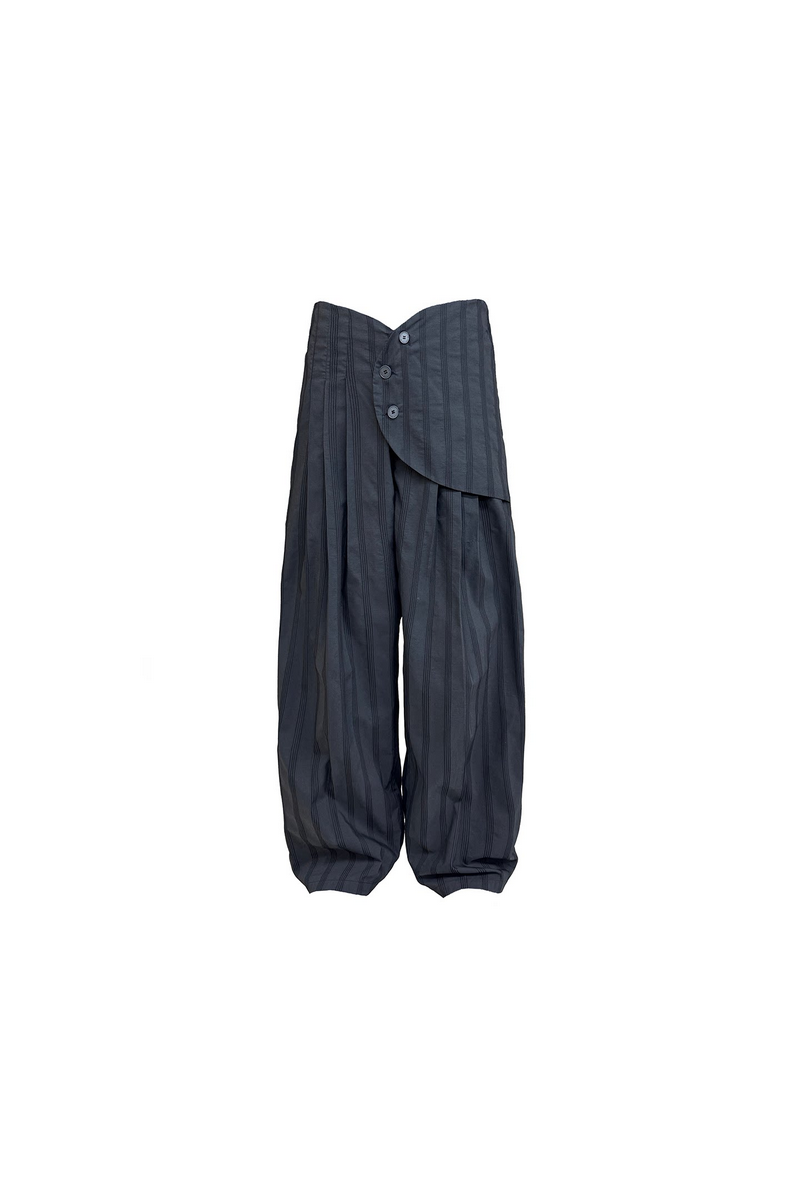 Curved Panel Striped Trousers