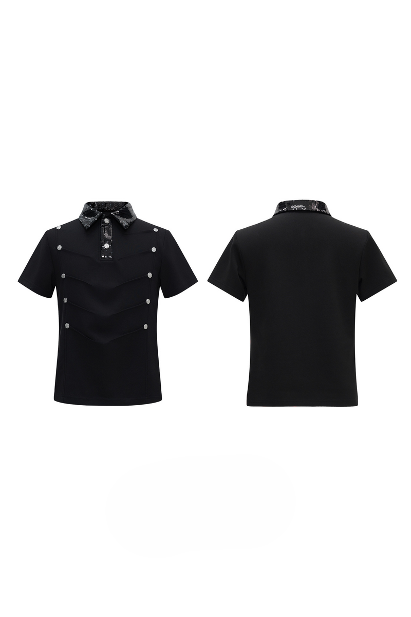 Sequin Buckle Polo Shirt