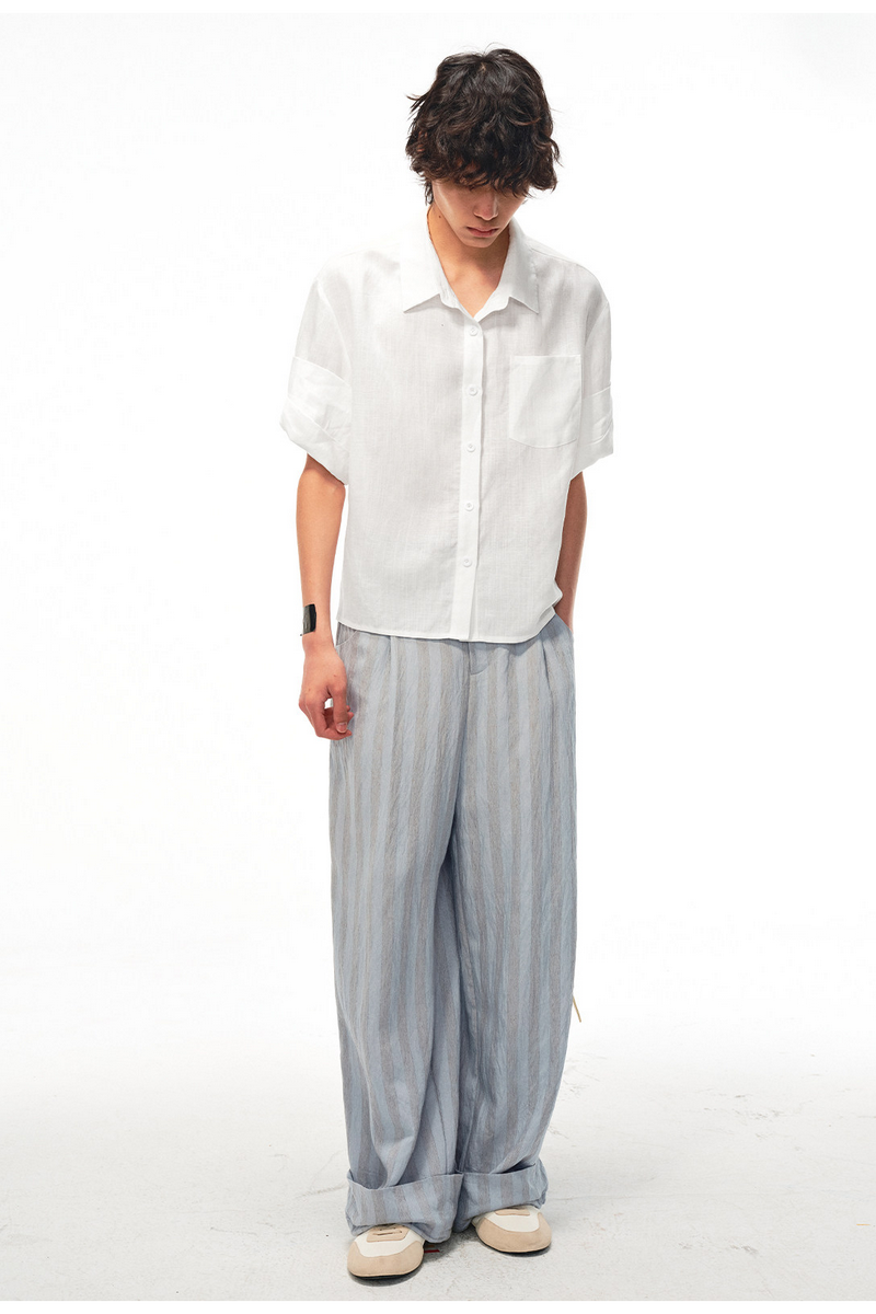 Pinstripe Drawstring Cuff Trousers