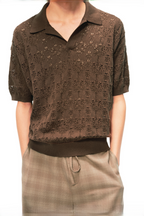 Openwork Leaf Pattern Shirt