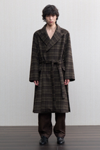 Plaid Wool Long Coat