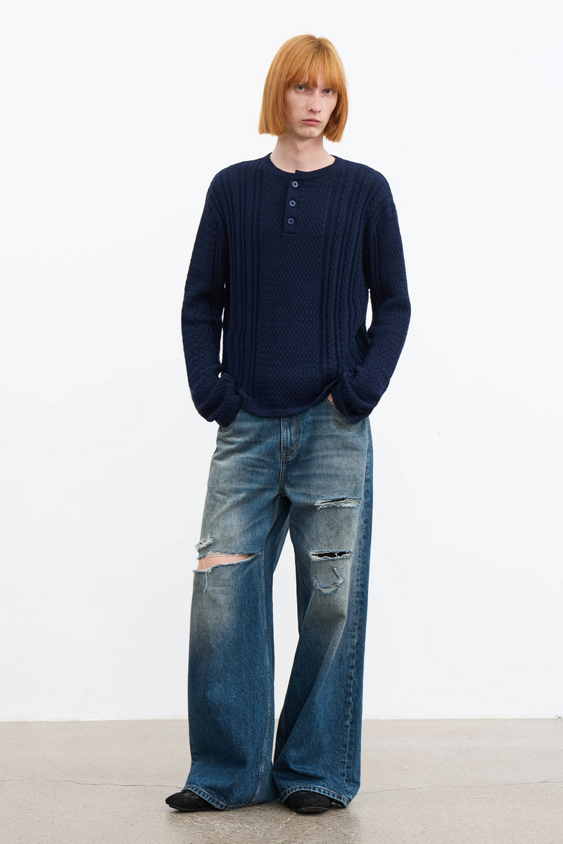 Cable Knit Henley Sweater