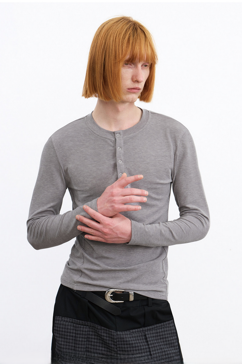 Snap Button Henley Shirt