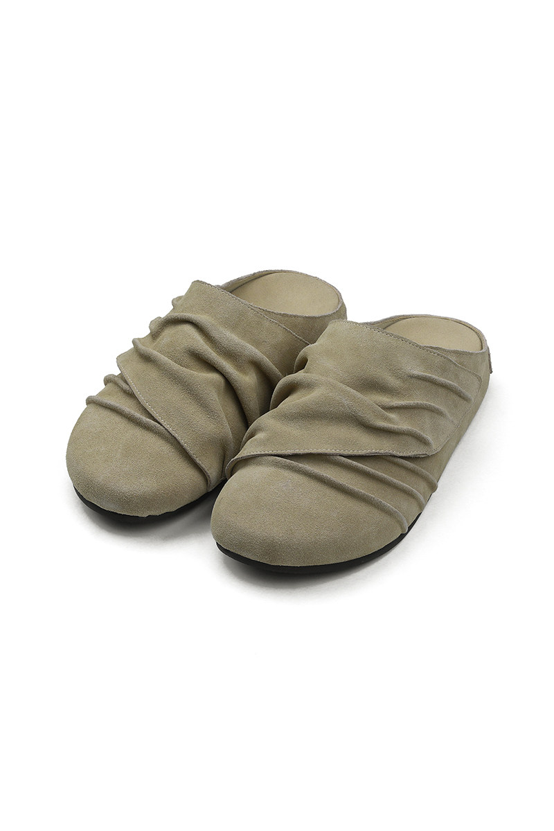 Wrinkled Leather Mule Sandals