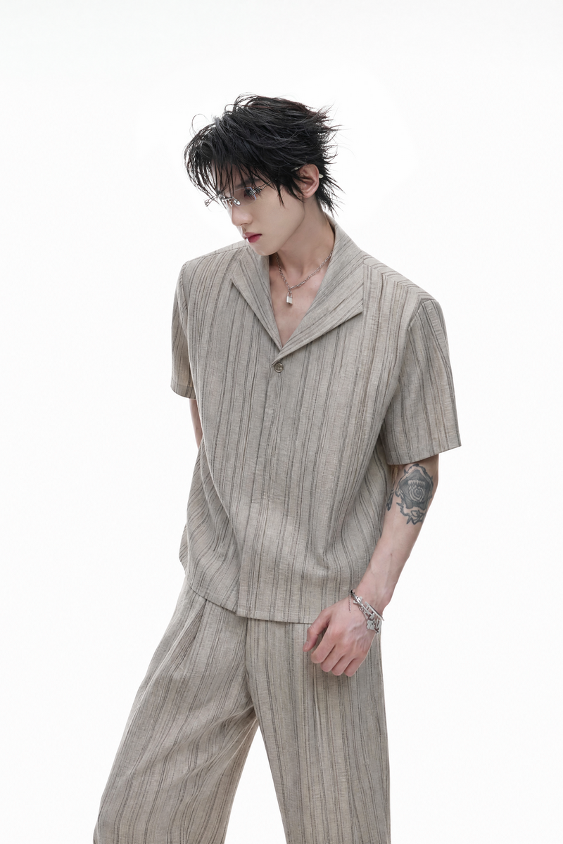 Striped Cuban Collar Shirt