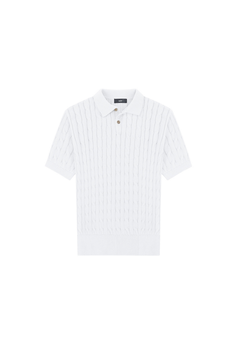 Cable Knit Polo Shirt