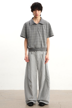 Striped Pleated Curved Trousers