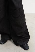 Raw Wide Leg Biker Jeans