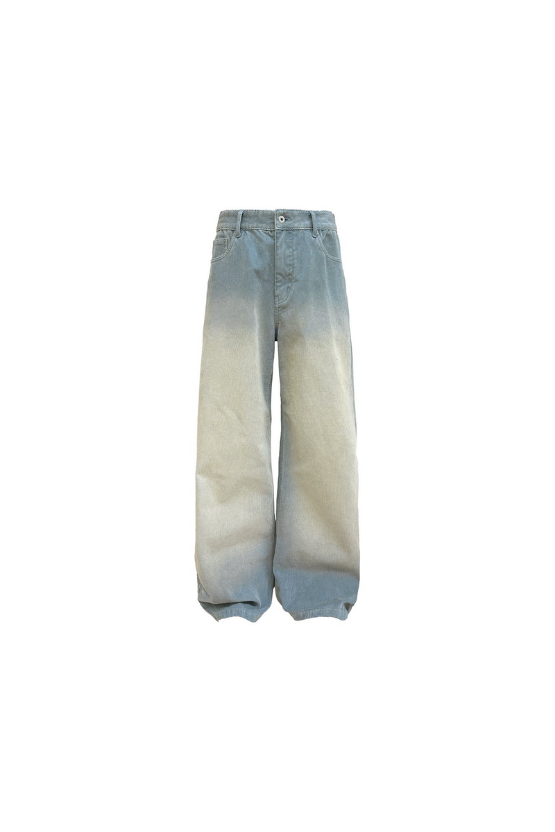 Distressed Corduroy Straight Trousers