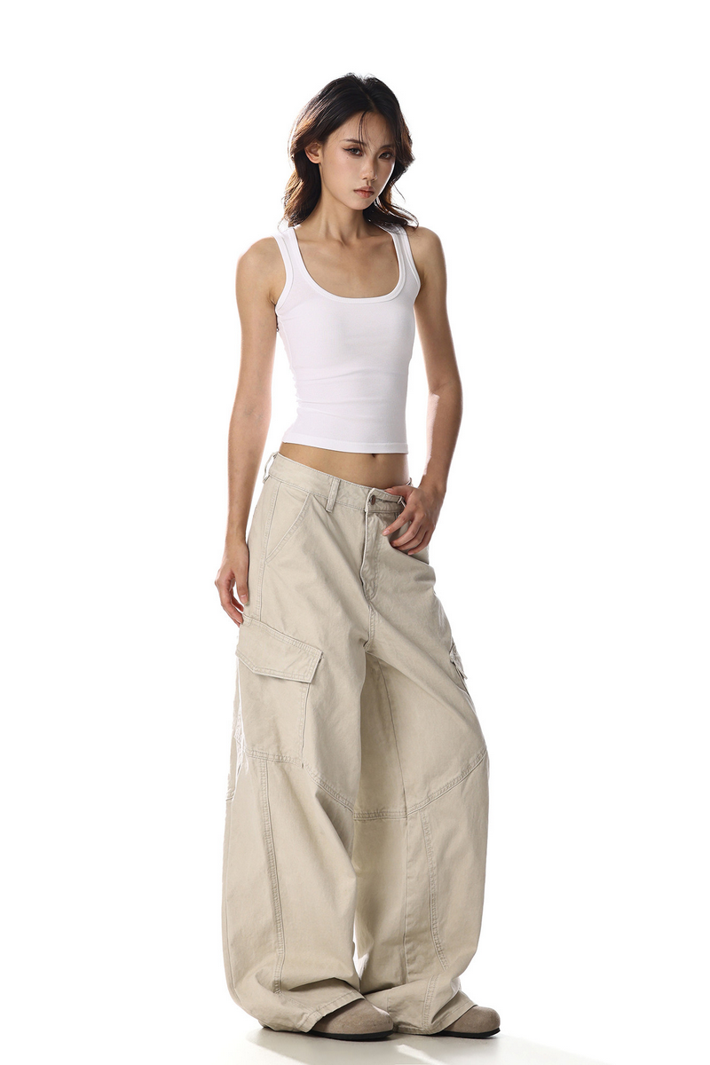 Distressed Washed Cargo Pants
