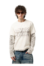Leopard Union Jack Layered Tee — Apricot, model and product detail view