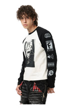 Portrait Graphic Raglan Longsleeve — Black and White, model and product detail view