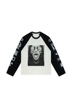 Portrait Graphic Raglan Longsleeve — Black and White, product view on white background