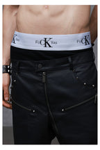 Men's Graphic Boxer Briefs — Black, model and product detail view