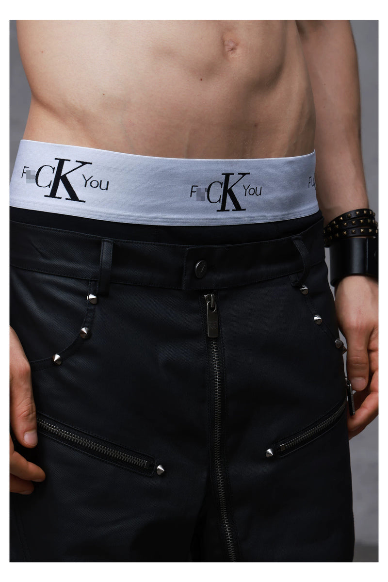 Men's Graphic Boxer Briefs — Black, model and product detail view