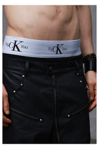 Men's Graphic Boxer Briefs — Black, model and product detail view