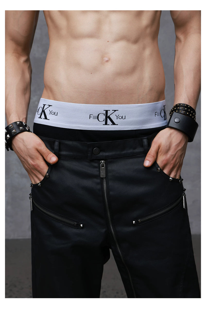 Men's Graphic Boxer Briefs — Black, model and product detail view