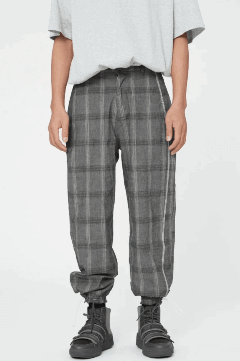 Adjustable Checkered Trousers