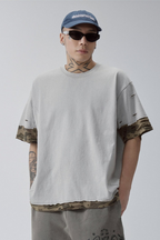 Camo Layered Distressed T-Shirt