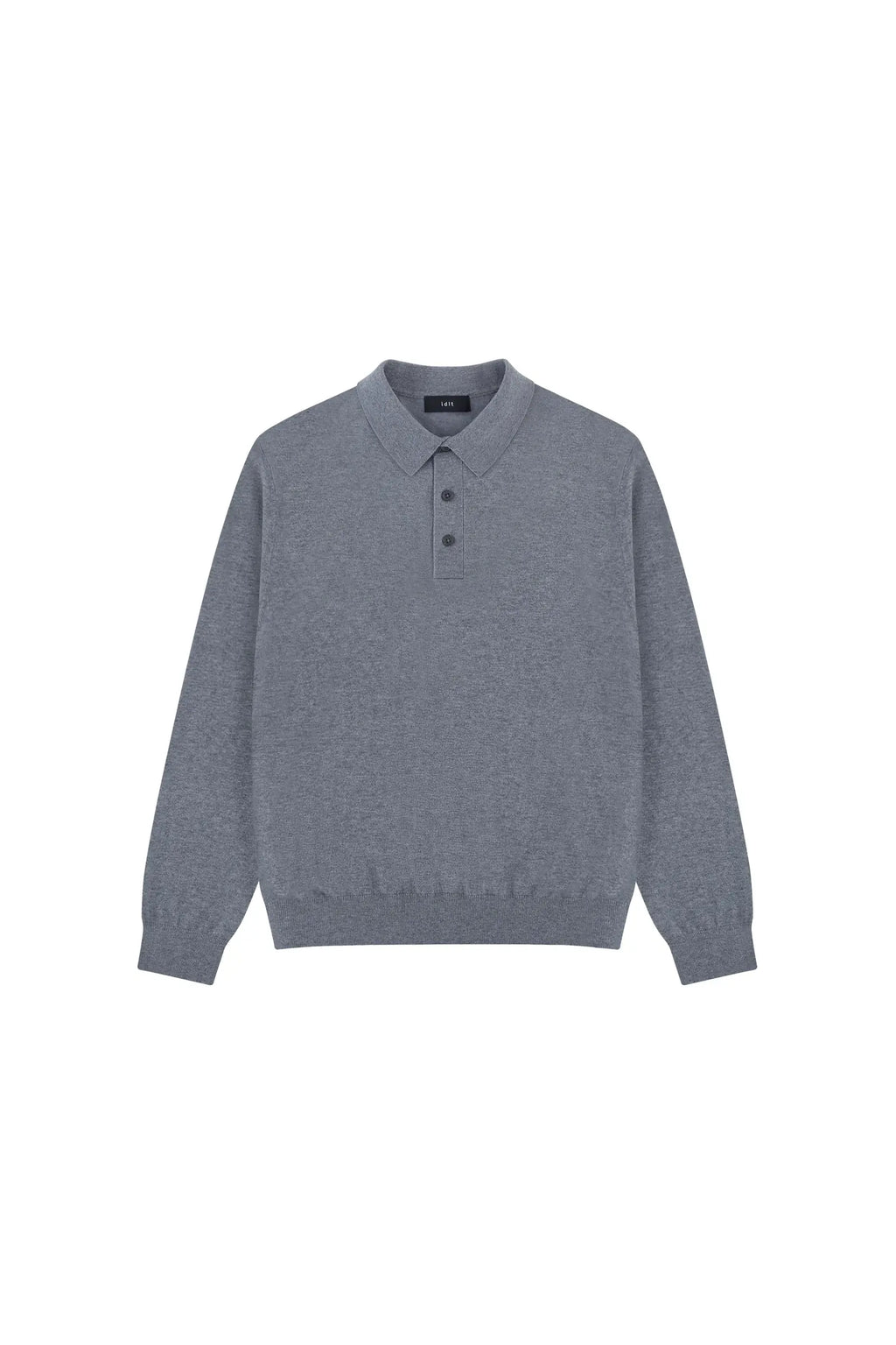 Silk Blend Knit Polo in Heather Grey, front view