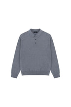 Silk Blend Knit Polo in Heather Grey, front view