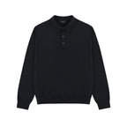 Silk Blend Knit Polo in Black, front view