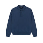 Silk Blend Knit Polo in Navy, front view