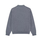 Silk Blend Knit Polo in Heather Grey, back view