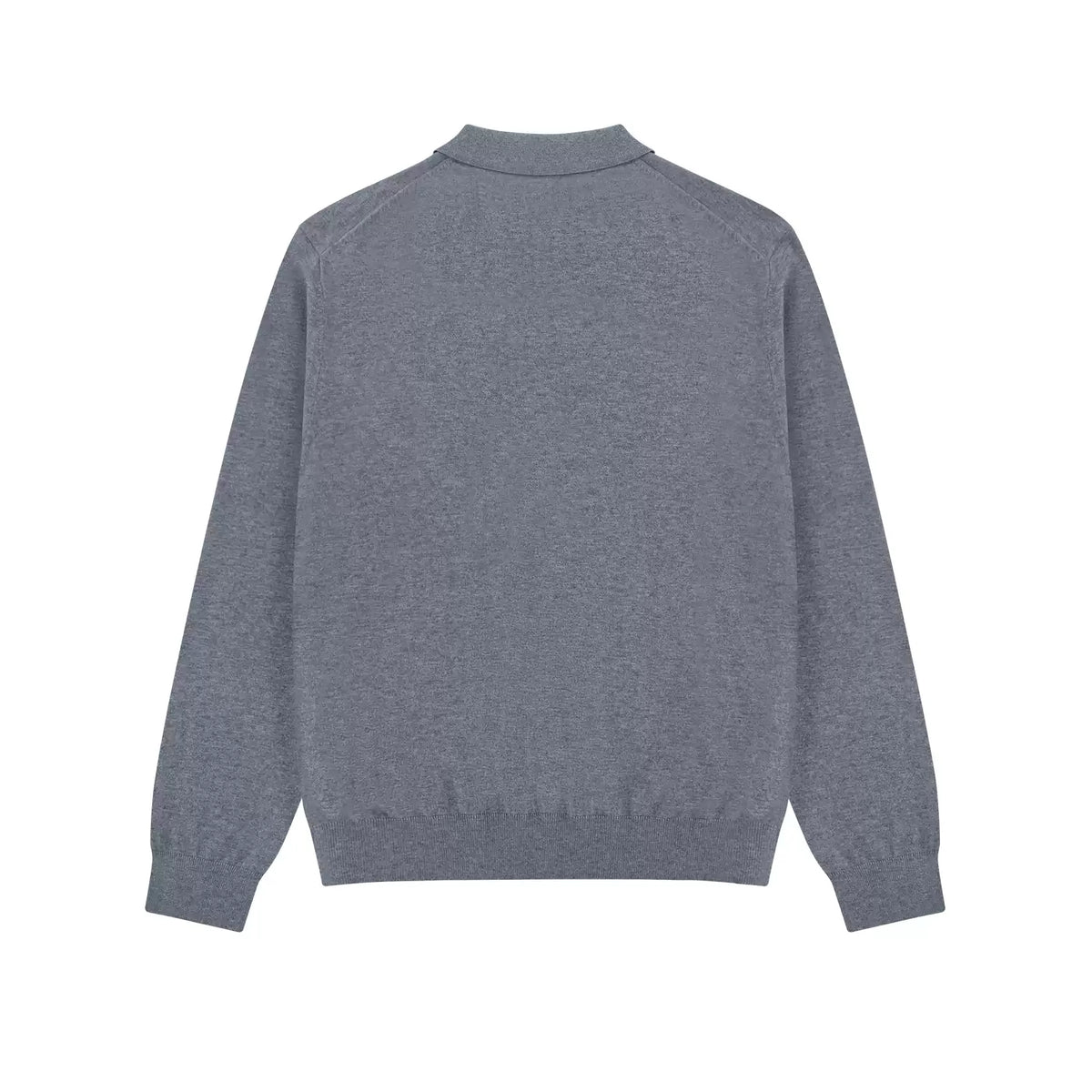 Silk Blend Knit Polo in Heather Grey, back view