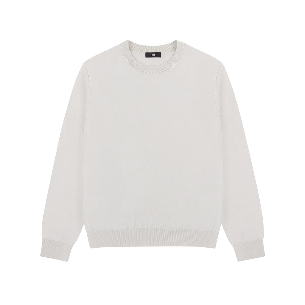 Silk Blend Crewneck Sweater in Light Beige, front view