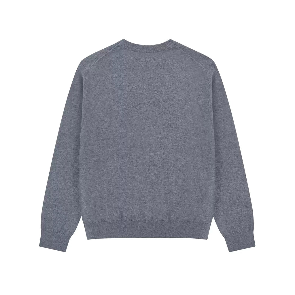 Silk Blend Crewneck Sweater in Heather Grey, back view
