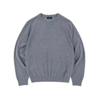 Silk Blend Crewneck Sweater in Heather Grey, angled flat view