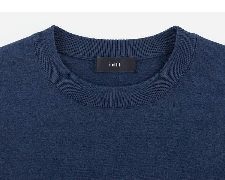 Navy sweater neckline detail