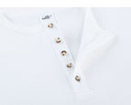 Off White waffle Henley button detail