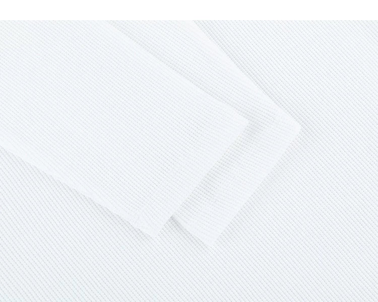 Off White waffle Henley sleeve texture and hem