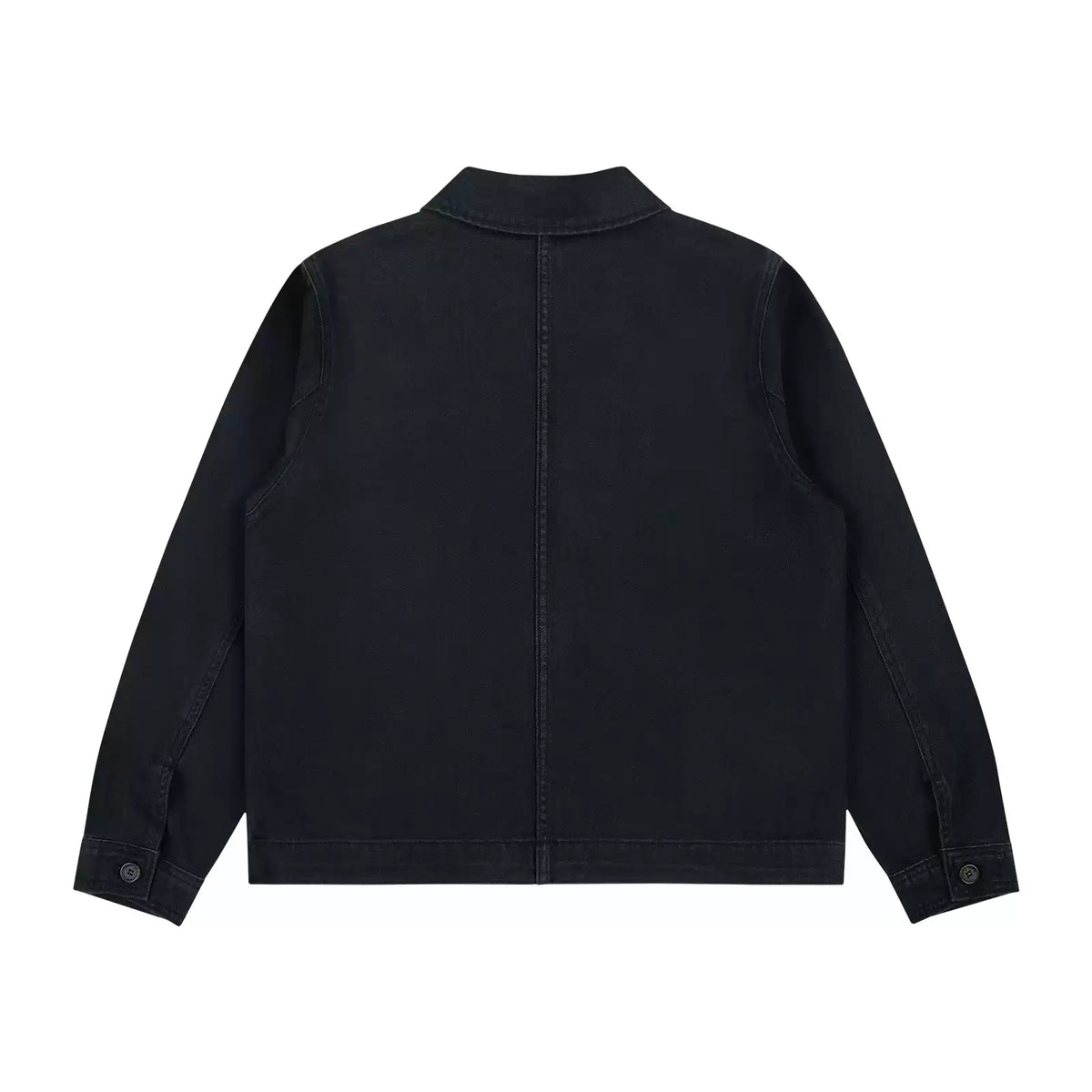 Washed Cropped Workwear Jacket in Black, back