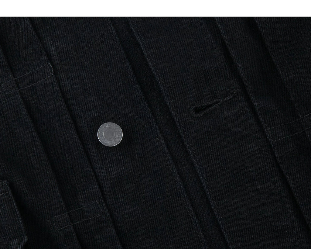 Denim placket and button detail