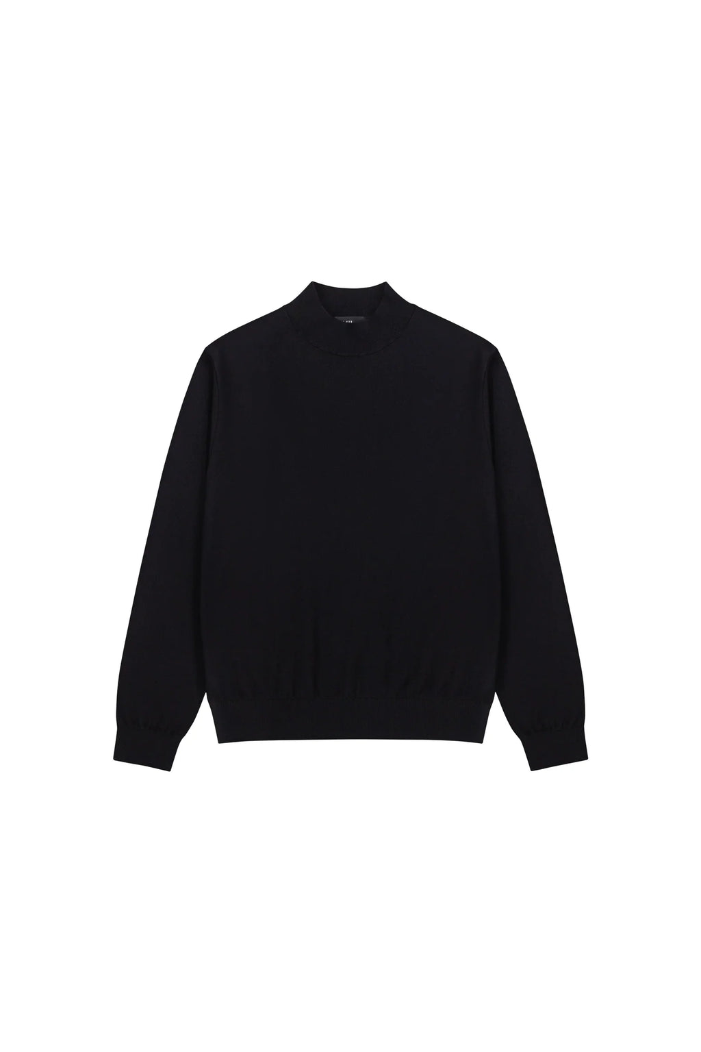 Silk Mock Neck Sweater in Black, front