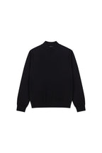Silk Mock Neck Sweater in Black, front