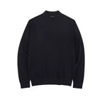 Silk Mock Neck Sweater in Black, angled front